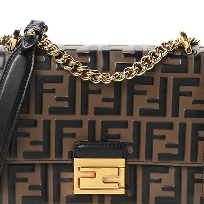 Fendi Vitello Liberty Bi-Color FF 1974 Embossed Small Kan U Shoulder Bag Maya Black 8 of 10