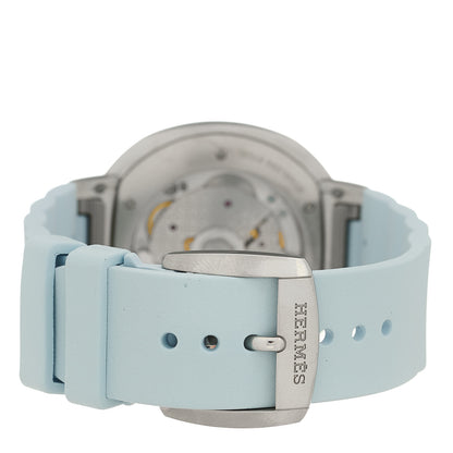 Hermes Stainless Steel Rubber Diamond Bezel 36mm Cut Automatic Watch Bleu Brume 3 of 5