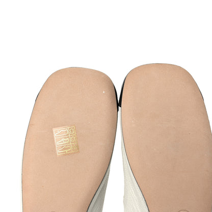 Chanel Calfskin Mary Jane Flats 37.5 White Black 9 of 10