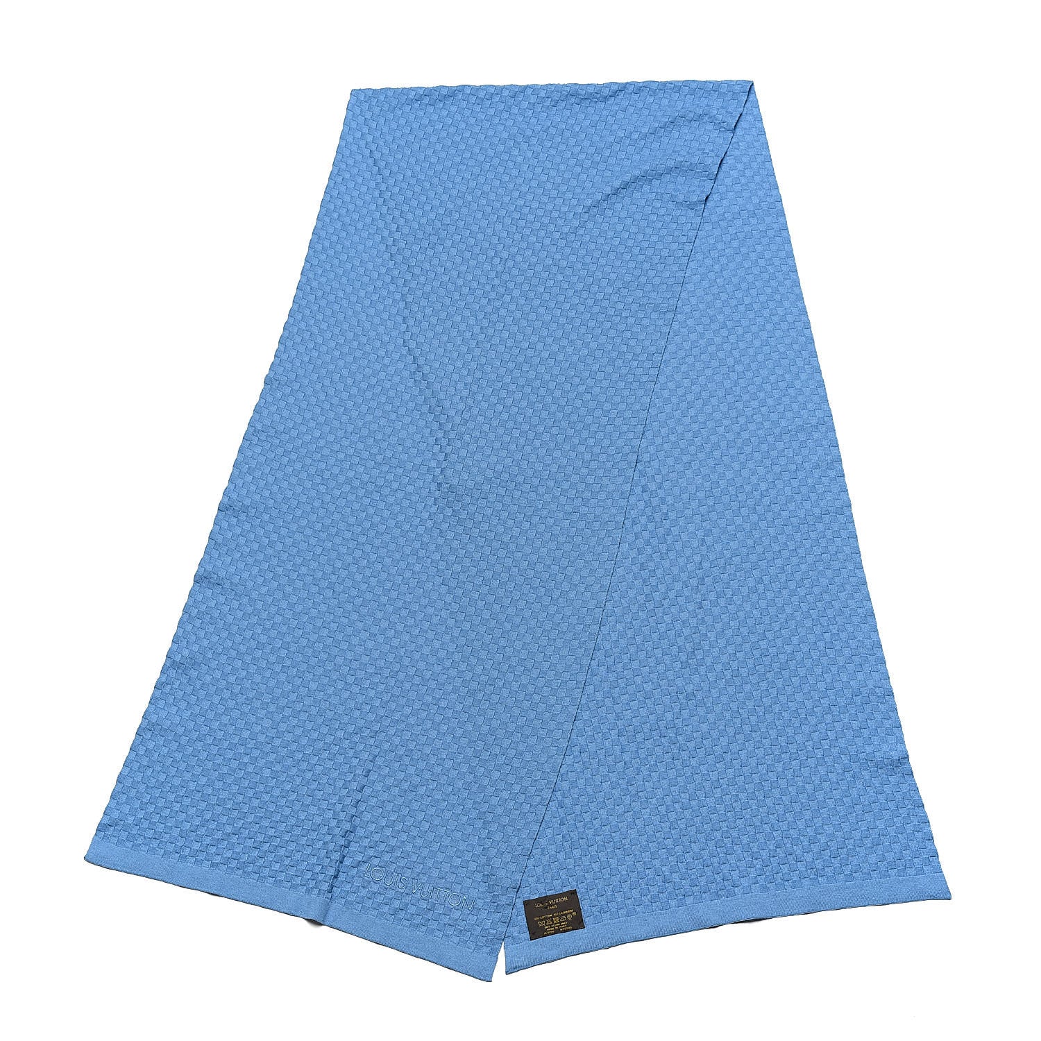 Louis Vuitton Cotton Cashmere Micro Damier Scarf Blue 3 of 5
