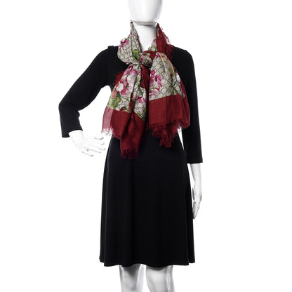 Gucci Modal Silk GG Monogram Gery Square Scarf Lacquer Light Brown 2 of 4