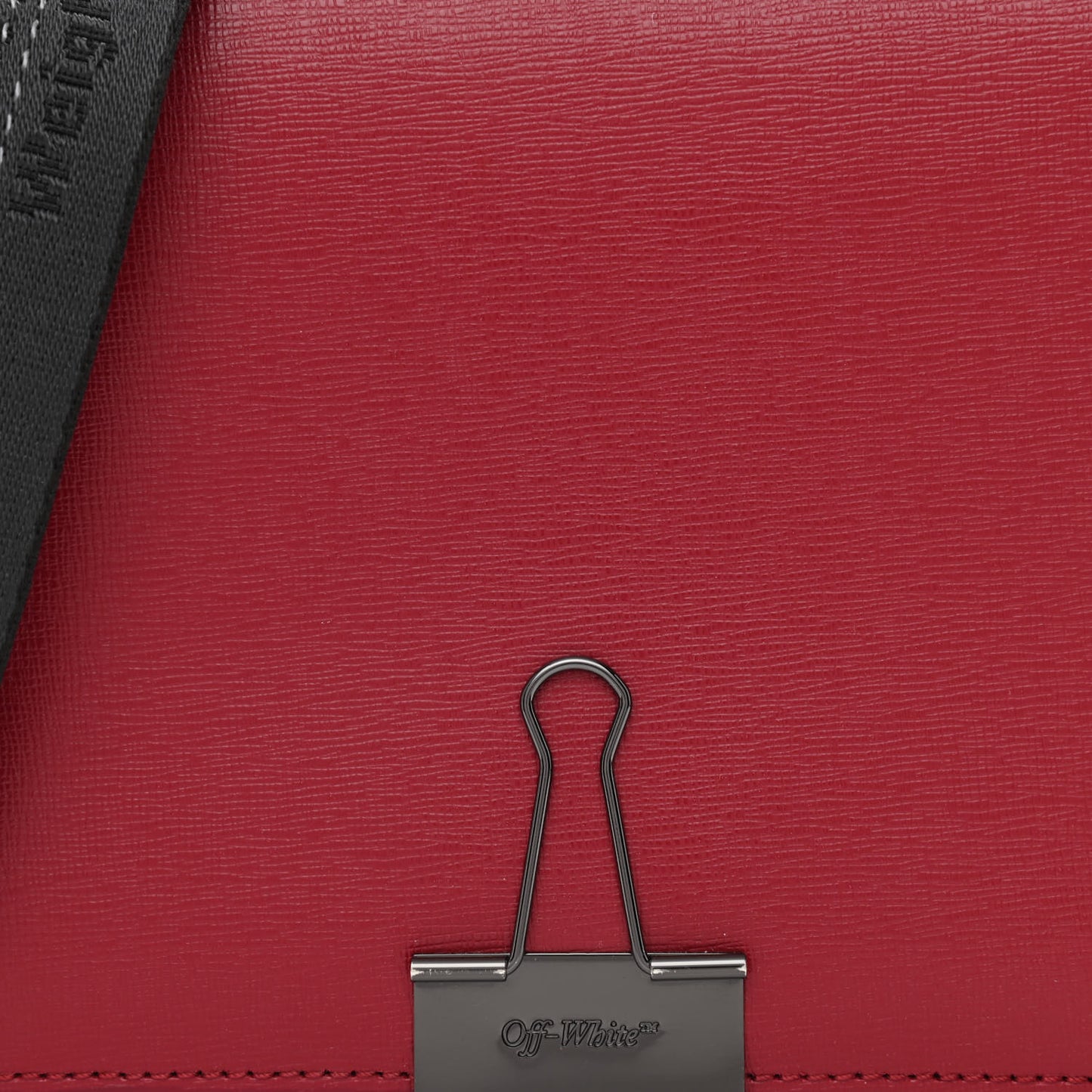 Saffiano Binder Clip Flap Shoulder Bag Red