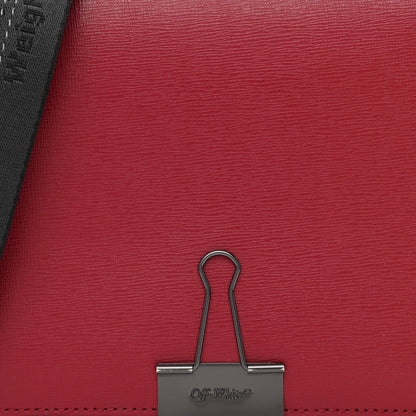 Off-White Saffiano Binder Clip Flap Shoulder Bag Red 9 of 11