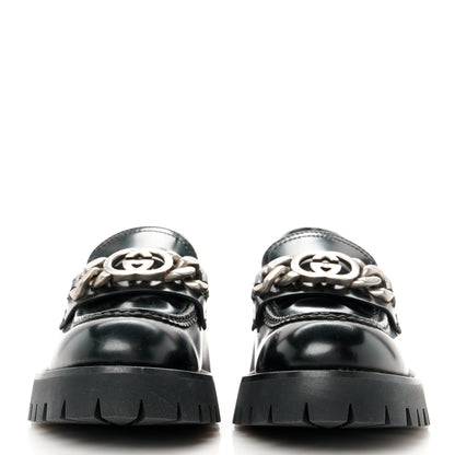 Gucci Cordovan Lux Womens Jeanne Platform Lug Sole 30/45mm Loafers 39 Black 2 of 9