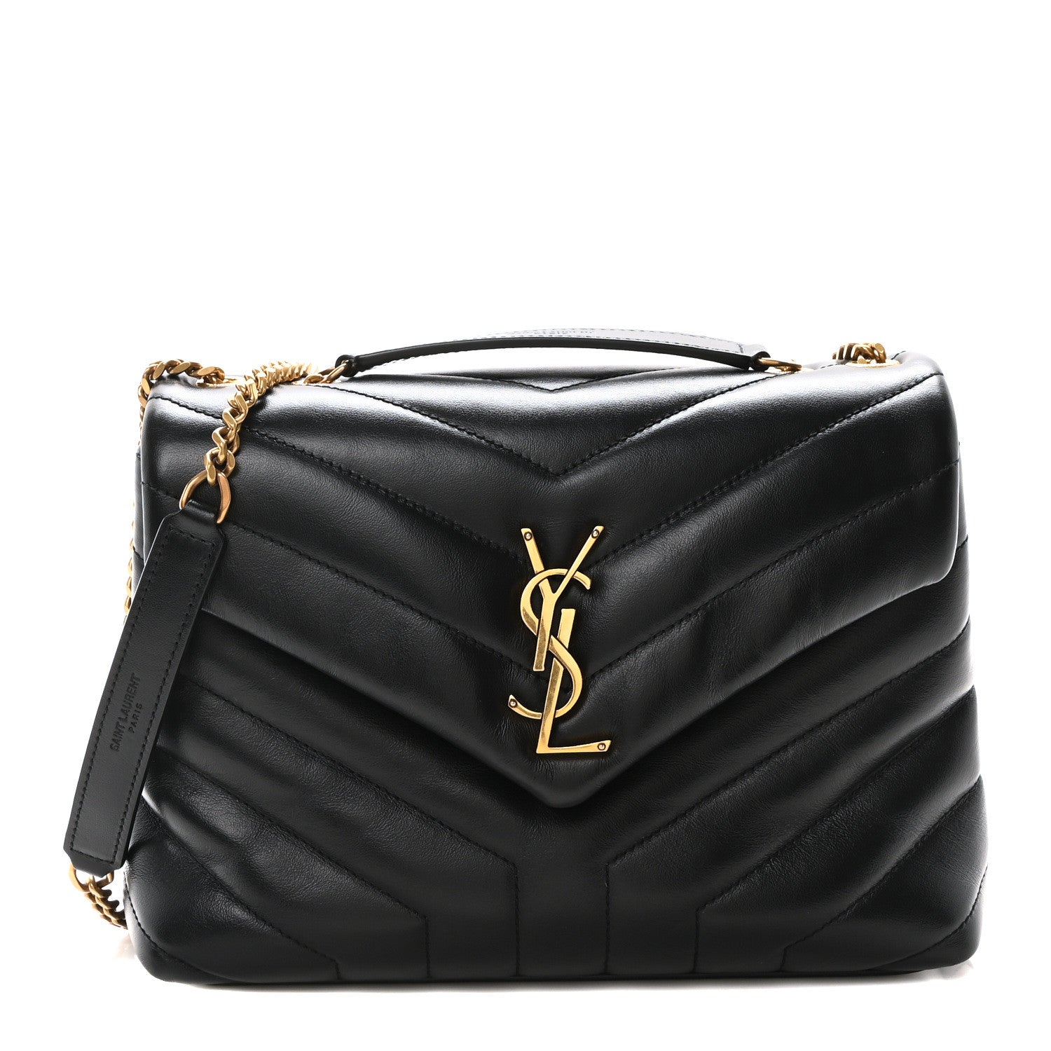 Saint Laurent Calfskin Y Quilted Monogram Small Loulou Chain Satchel Black 1 of 9
