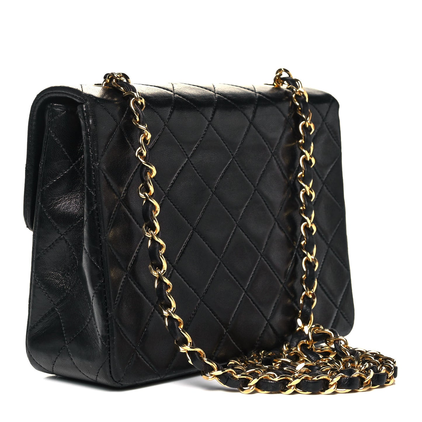 Lambskin Quilted Small Single Flap Black