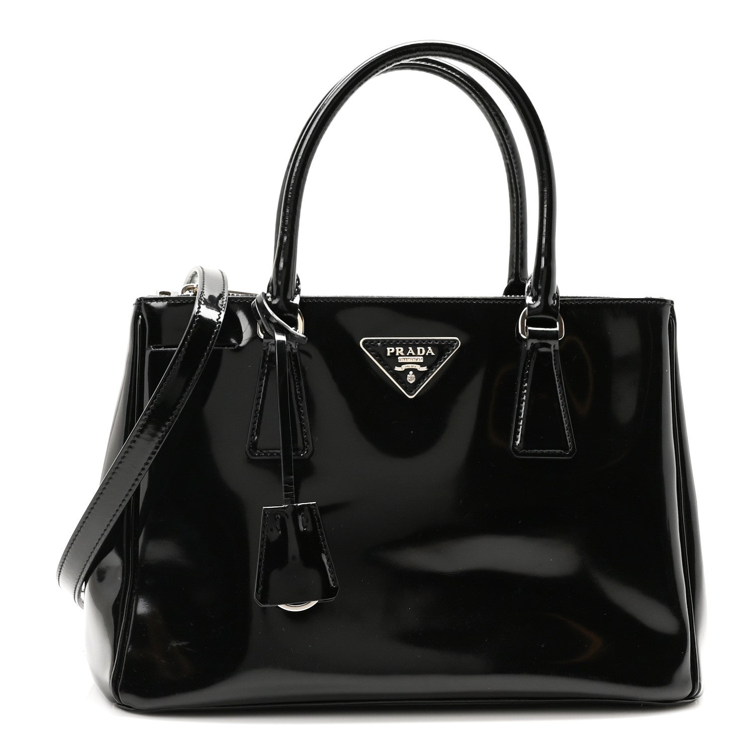 Prada Spazzolato Small Galleria Double Zip Tote Black 1 of 10