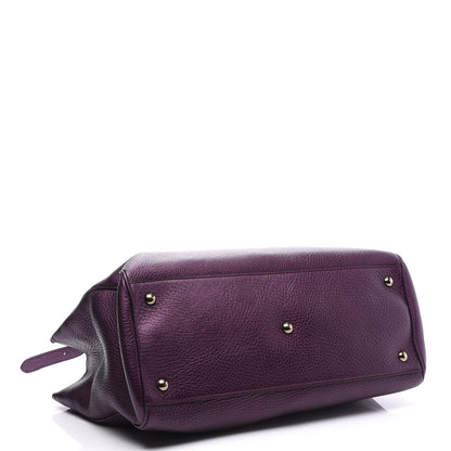 Gucci Pebbled Calfskin Medium Bamboo Shopper Tote Purple 3 of 13