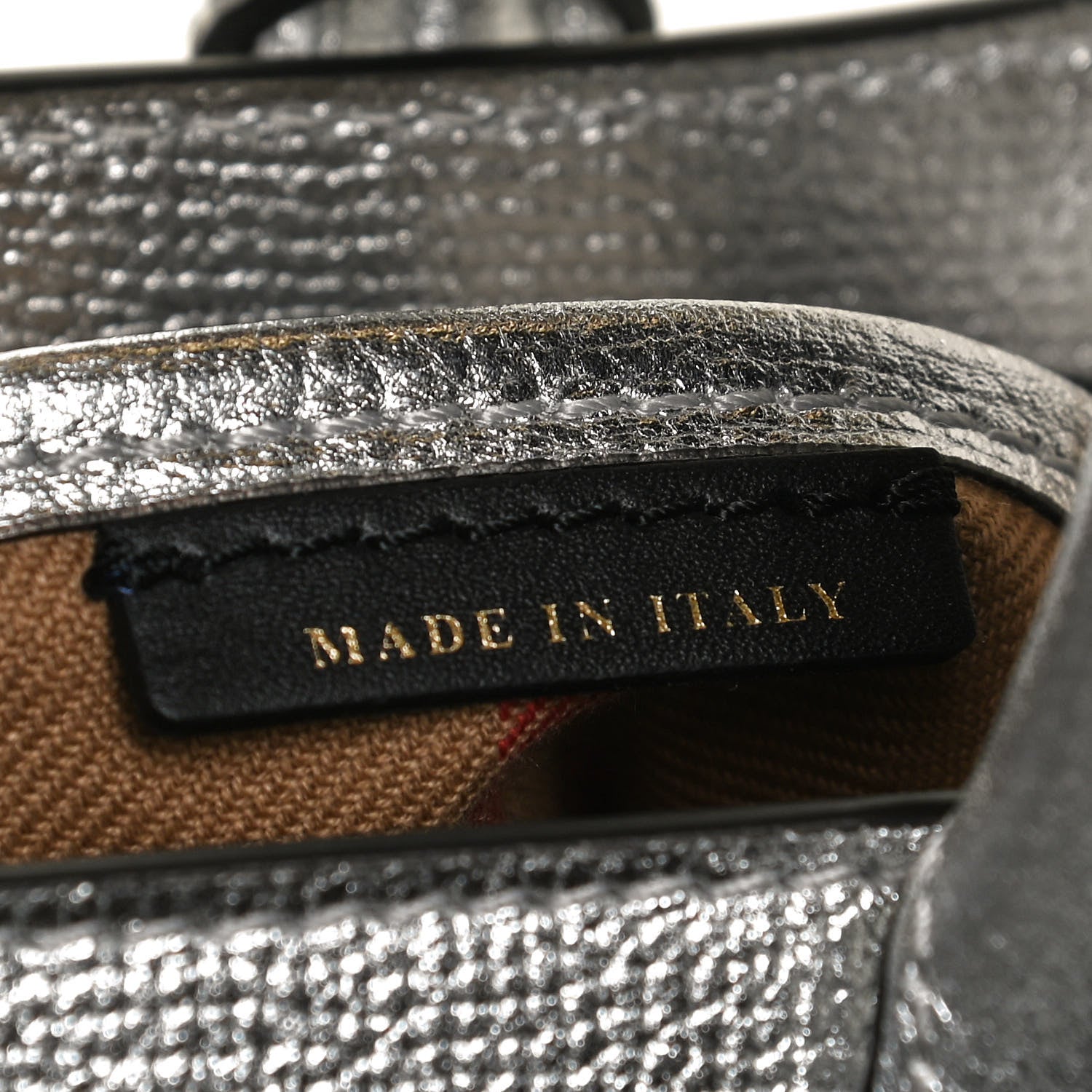 Burberry Metallic Calfskin Broguing Medium Banner Tote Silver 8 of 10