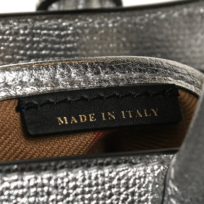 Burberry Metallic Calfskin Broguing Medium Banner Tote Silver 8 of 10