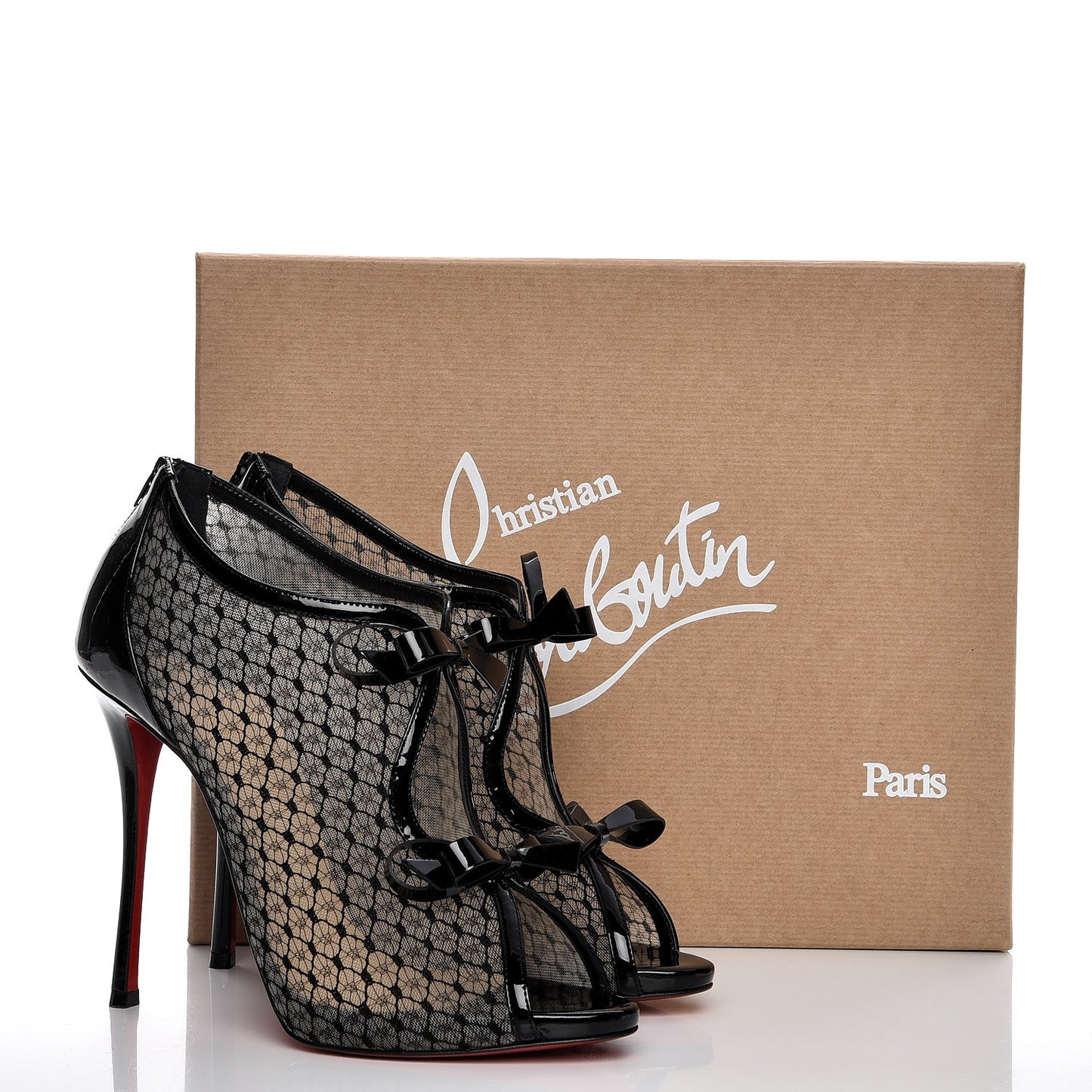 Patent Fishnet Lace Empiralta 120 Sandals 39.5 Black