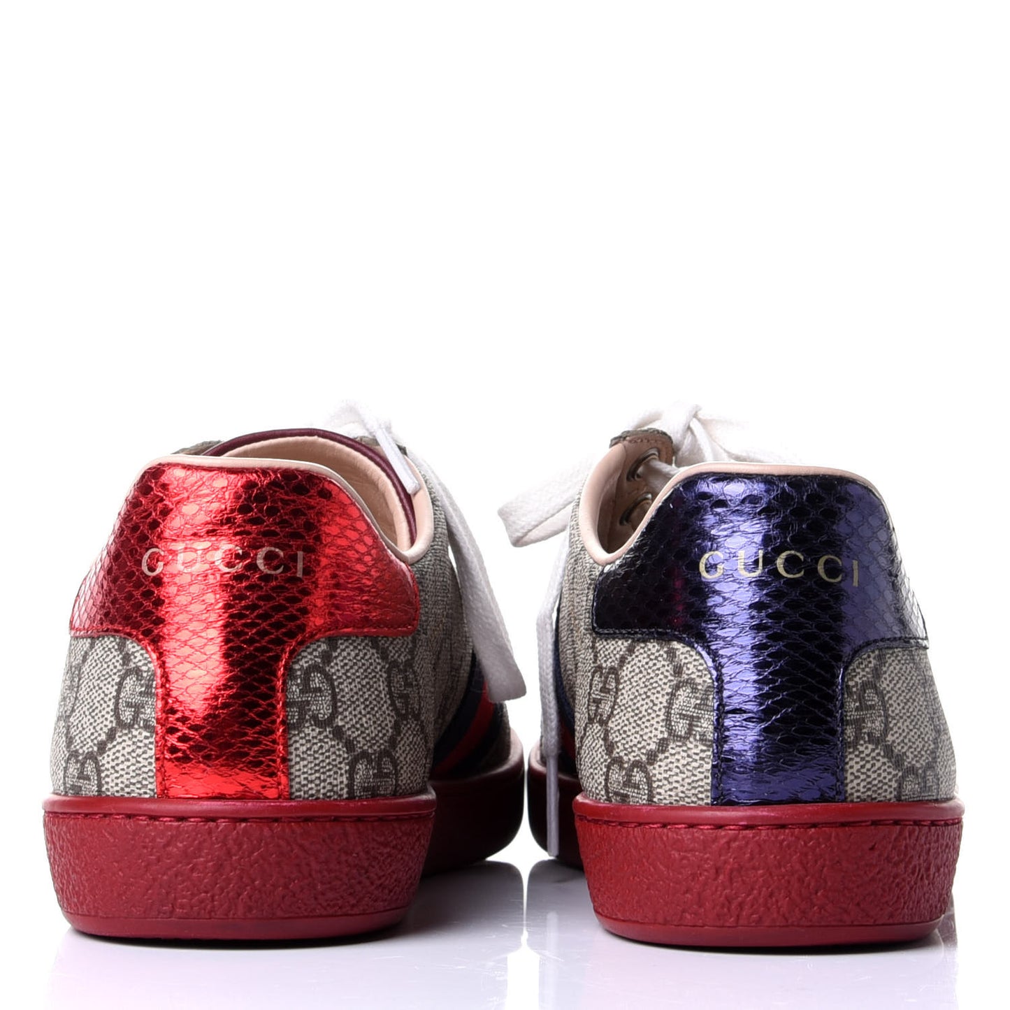 GG Supreme Monogram Ayers Web Womens Ace Sneakers 37 Red
