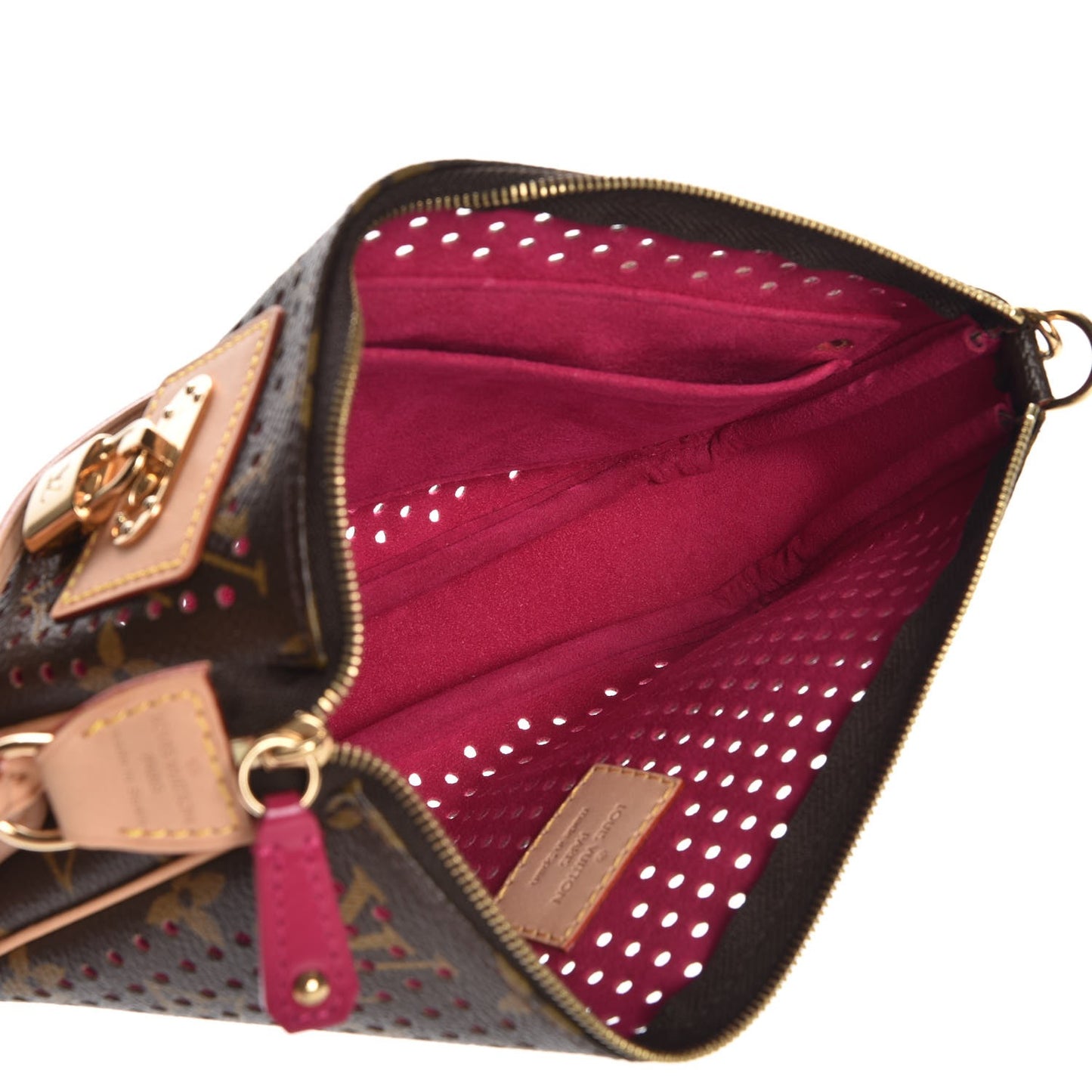 Monogram Perforated Pochette Accessories Bag Fuchsia