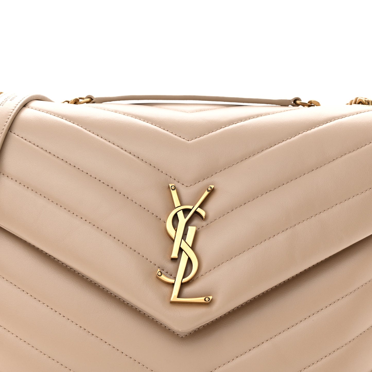 Calfskin Y Quilted Monogram Medium Loulou Chain Satchel Dark Beige