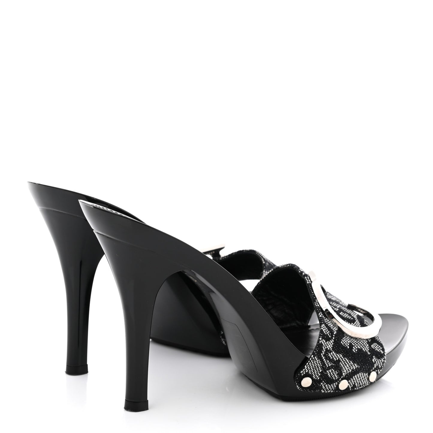 Canvas Monogram Sandals 37.5 Black