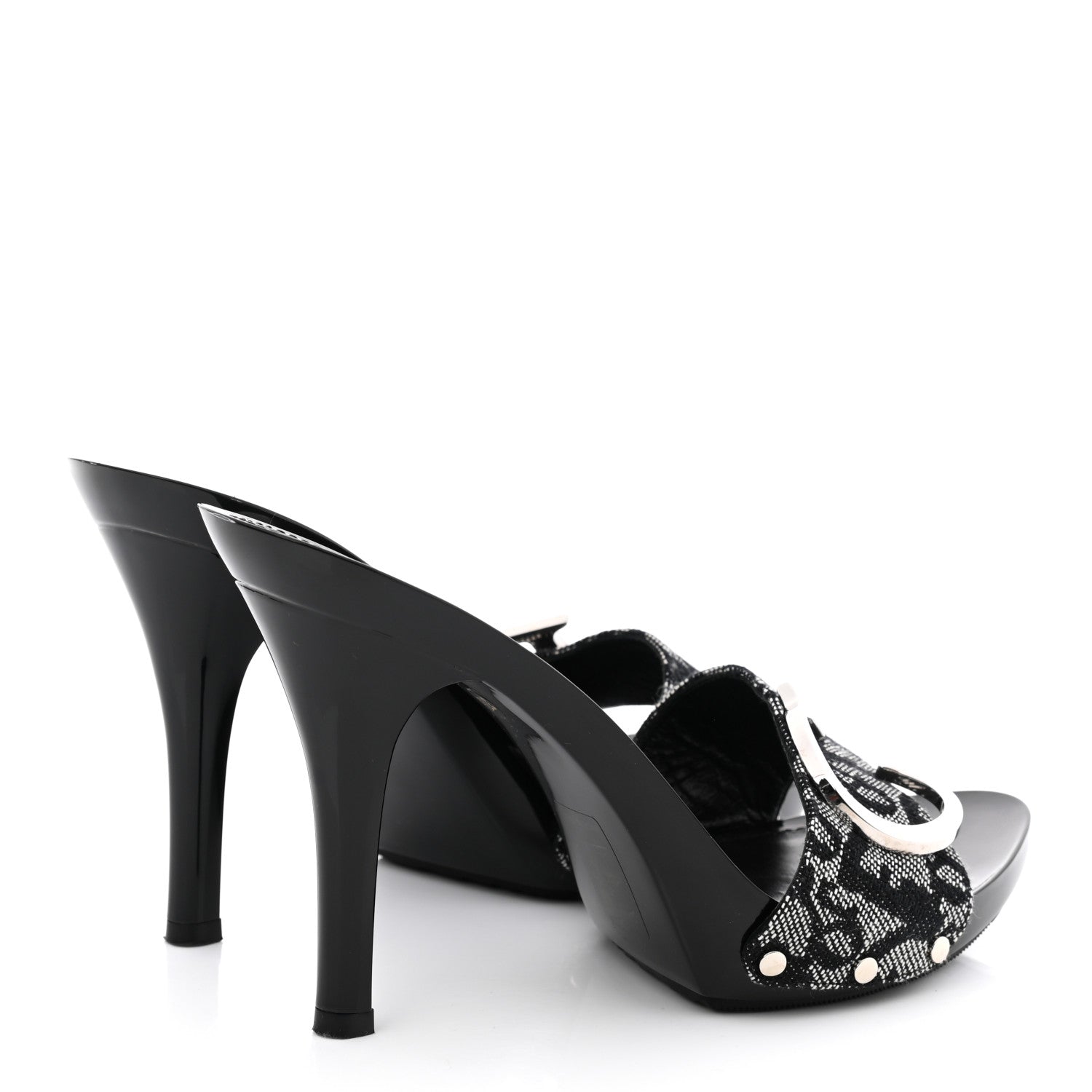 Christian Dior Canvas Monogram Sandals 37.5 Black 4 of 8