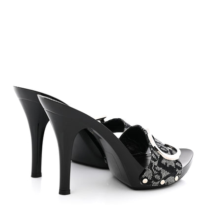 Christian Dior Canvas Monogram Sandals 37.5 Black 4 of 8
