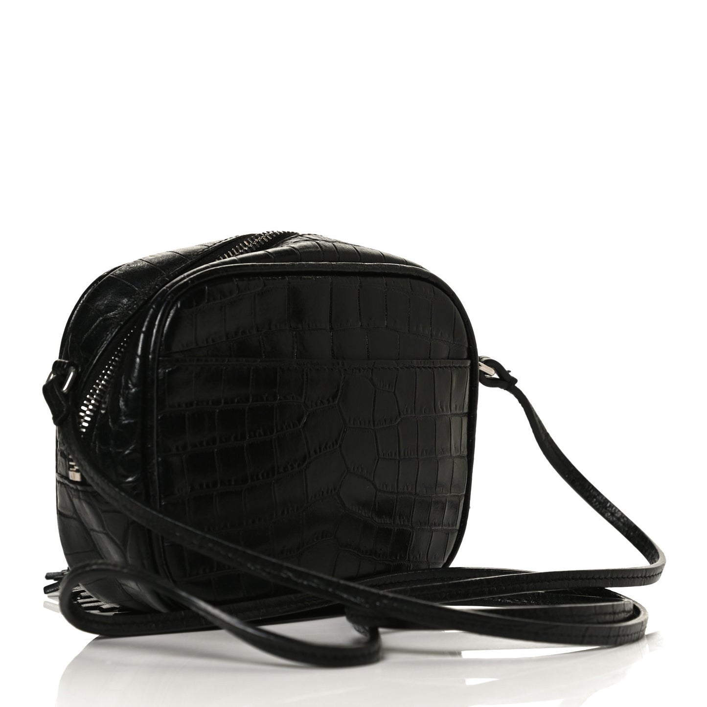 Calfskin Crocodile Embossed Monogram Blogger Bag Black