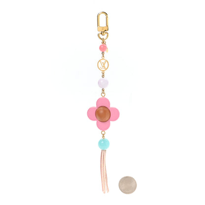 Louis Vuitton Resin Wood Vivienne Bag Charm Fuchsia Ecru White Caramel 2 of 4