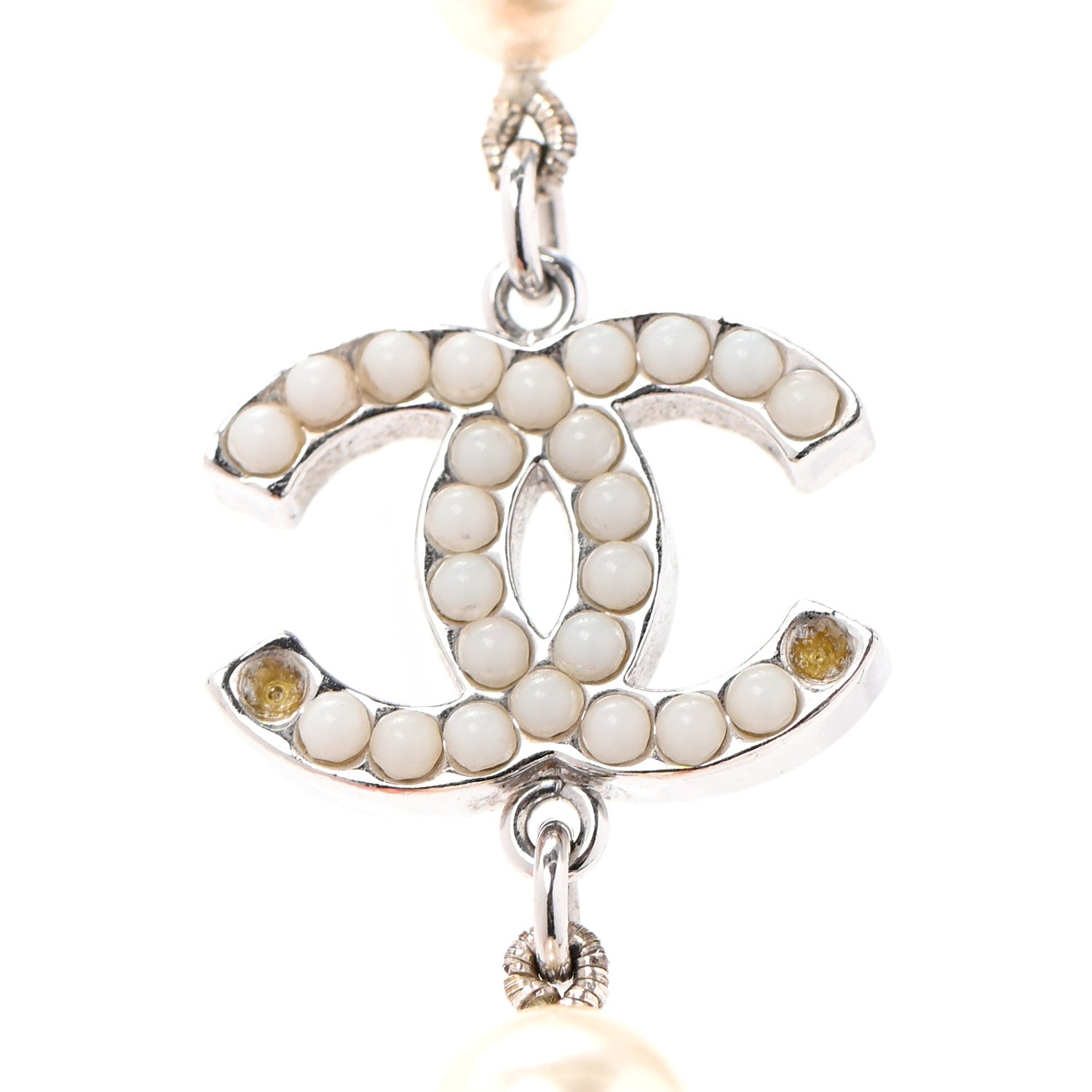 Chanel Graduated Pearl CC Long Necklace Silver 3 of 6