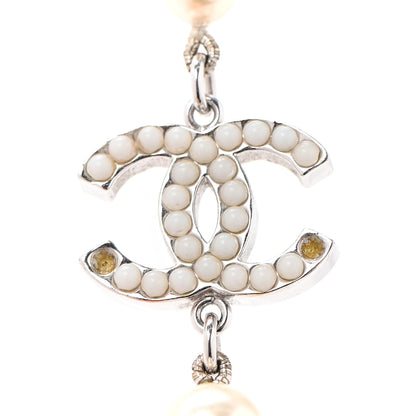 Chanel Graduated Pearl CC Long Necklace Silver 3 of 6