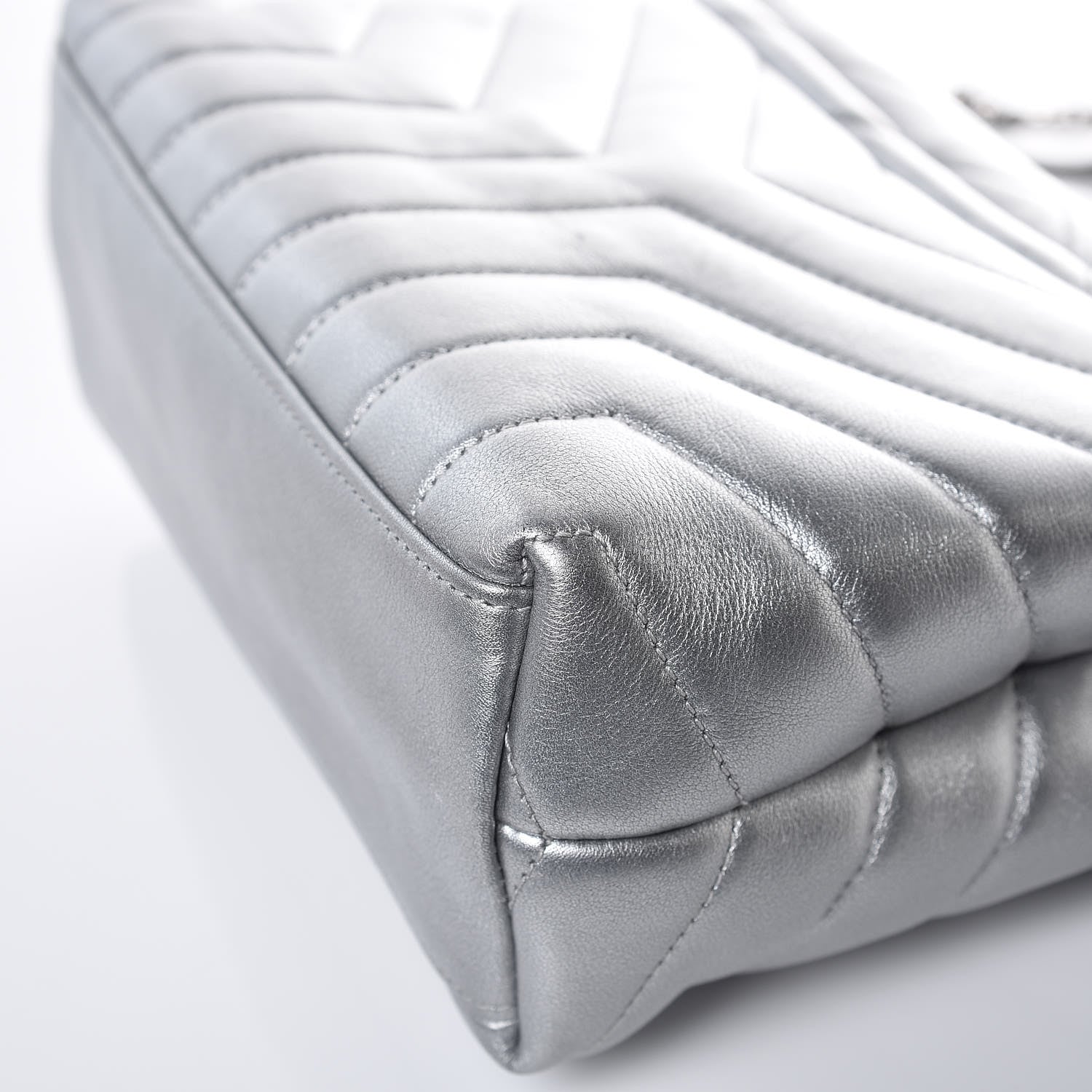 Saint Laurent Calfskin Y Quilted Monogram Small Loulou Chain Satchel Silver 13 of 14