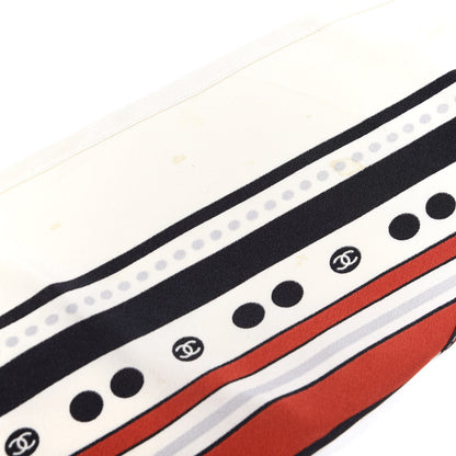 Chanel Silk Striped Scarf White Multicolor 7 of 7