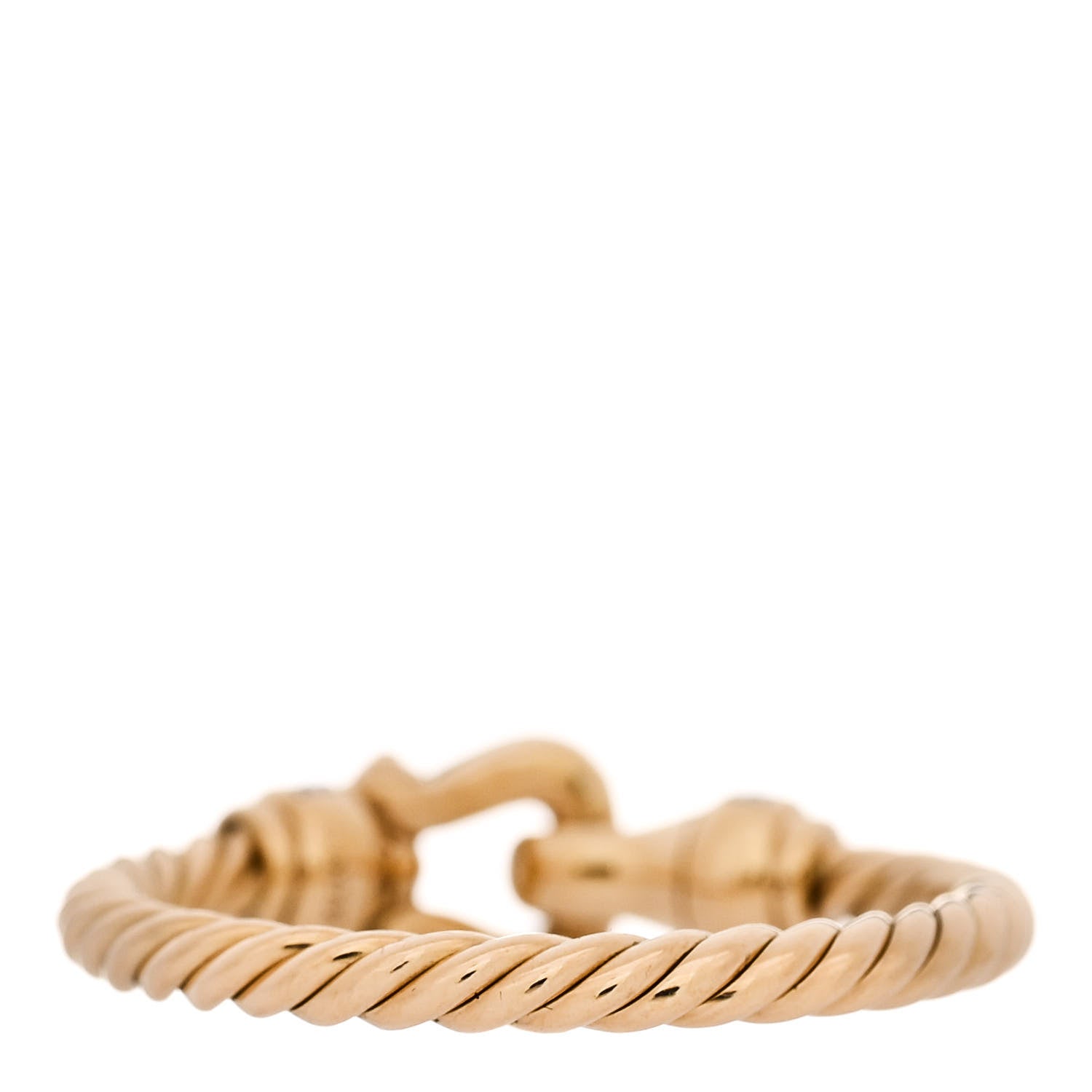 David Yurman 18K Yellow Gold Diamond Petite Buckle Cable Ring 54 7 3 of 4