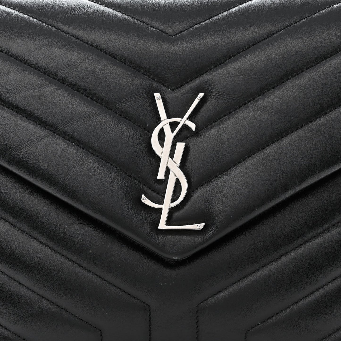 Calfskin Y Quilted Monogram Medium Loulou Chain Satchel Black