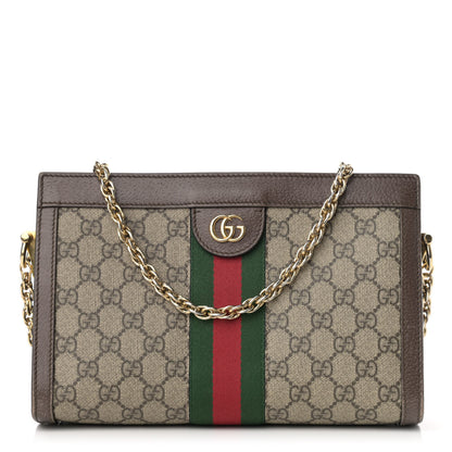 Gucci GG Supreme Monogram Web Small Ophidia Chain Shoulder Bag Brown 1 of 13