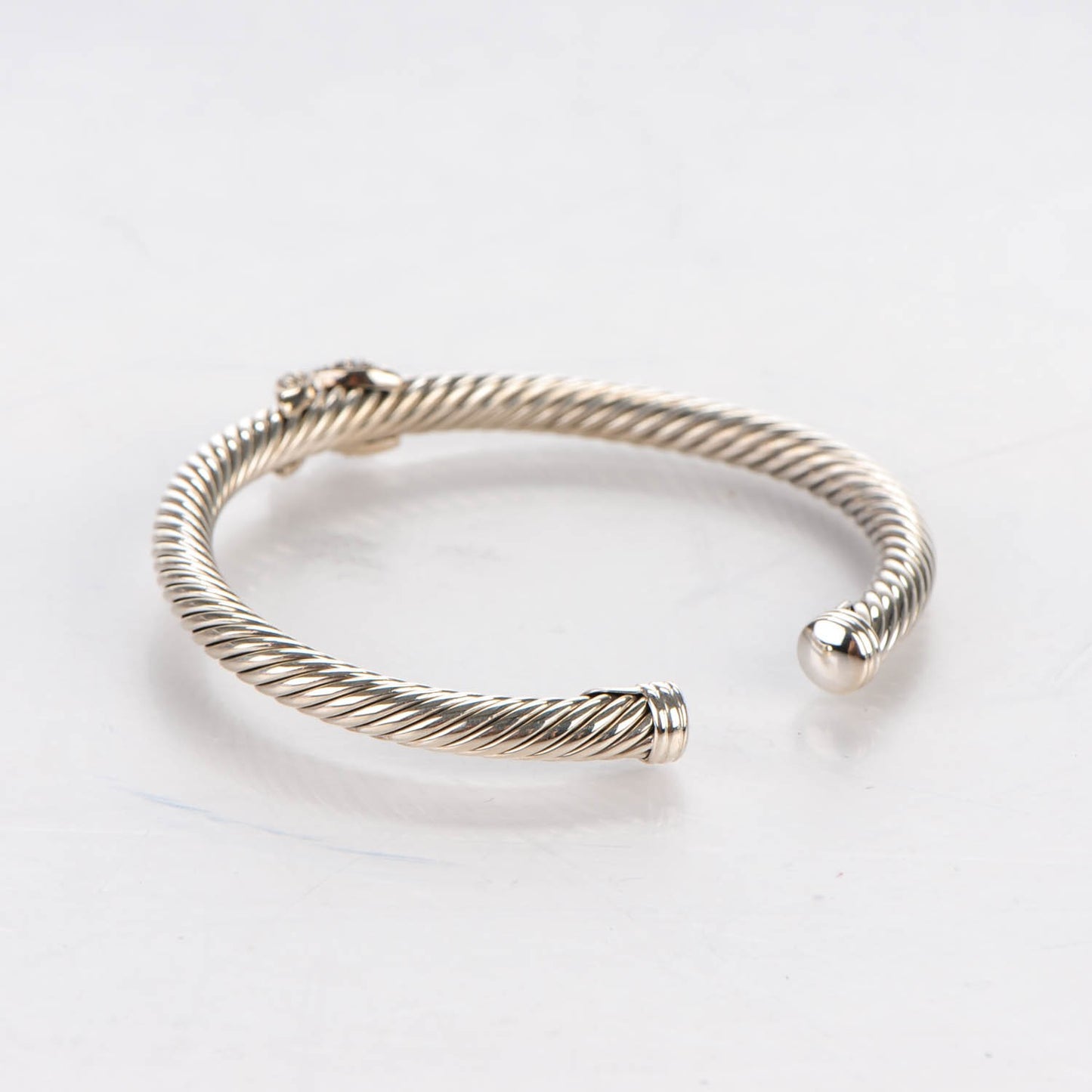 Sterling Silver 18K White Gold Diamond Pave 5mm X Cable Bracelet