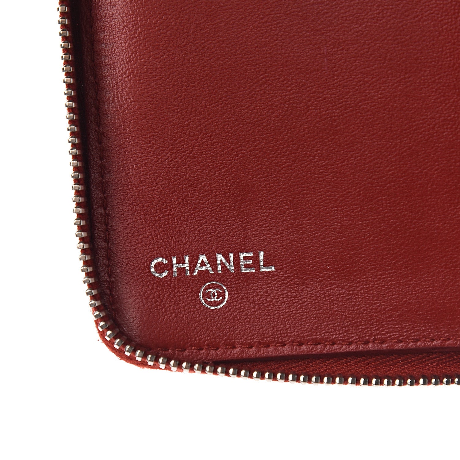 Chanel Lambskin Quilted Large Zip Around Organizer Wallet Red 5 of 9