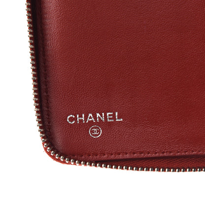 Chanel Lambskin Quilted Large Zip Around Organizer Wallet Red 5 of 9