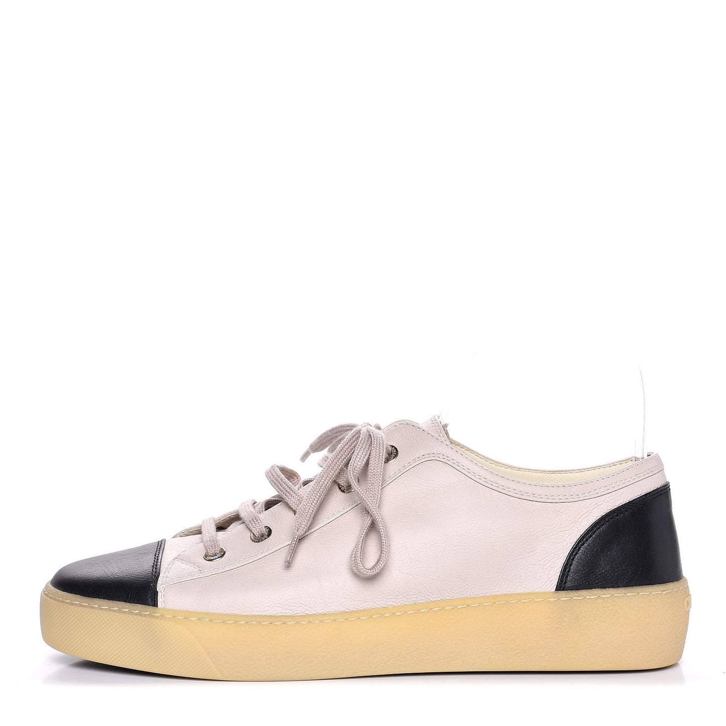 Calfskin Lace Up Cap Toe Sneakers 40 Pink Black
