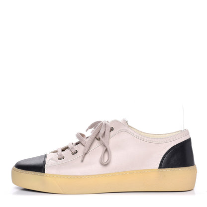 Chanel Calfskin Lace Up Cap Toe Sneakers 40 Pink Black 1 of 7