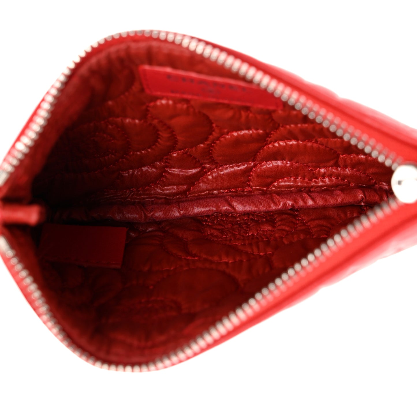 Goatskin Camellia Embossed Cosmetic Pouch Red