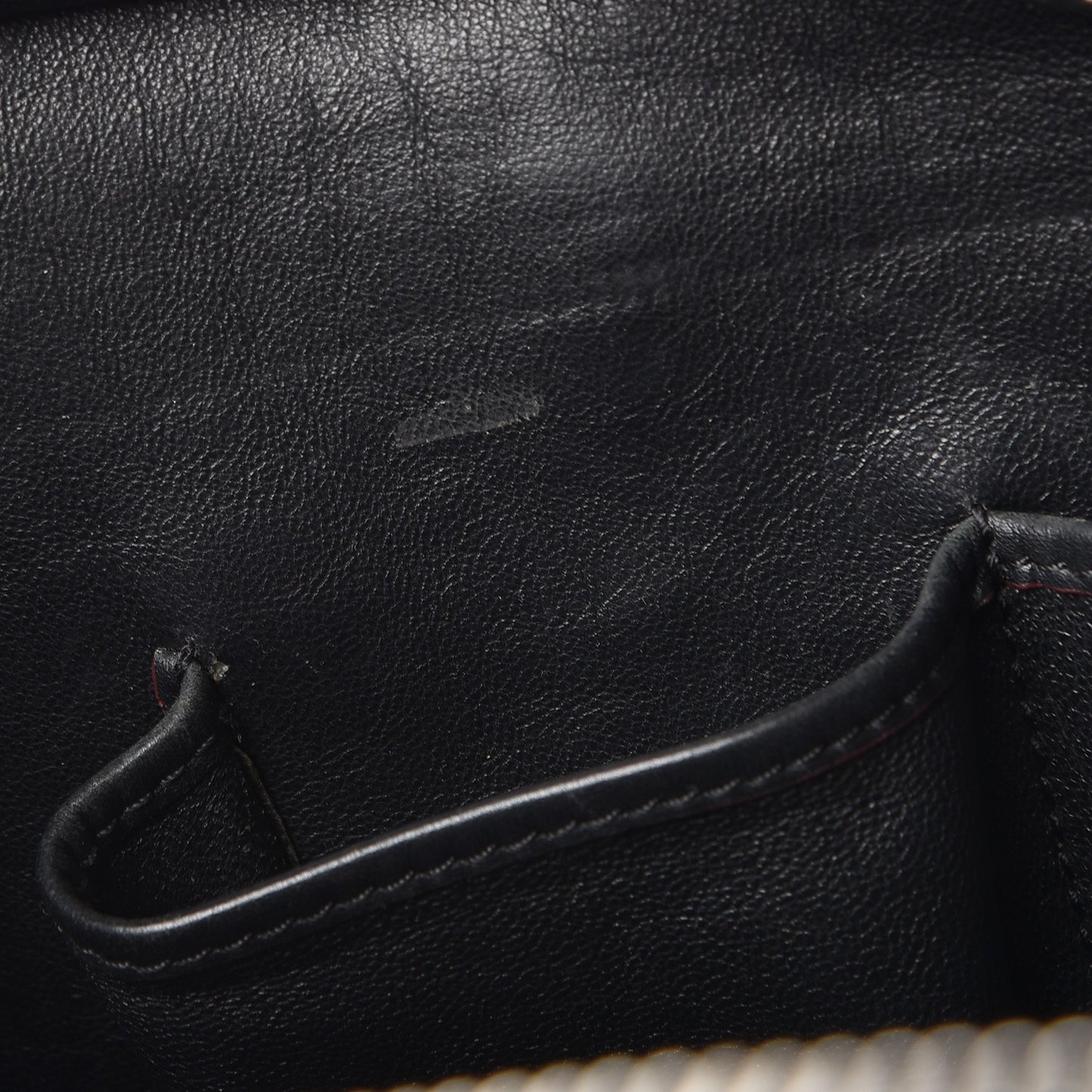 Smooth Calfskin Mini Luggage Black Pink Trim