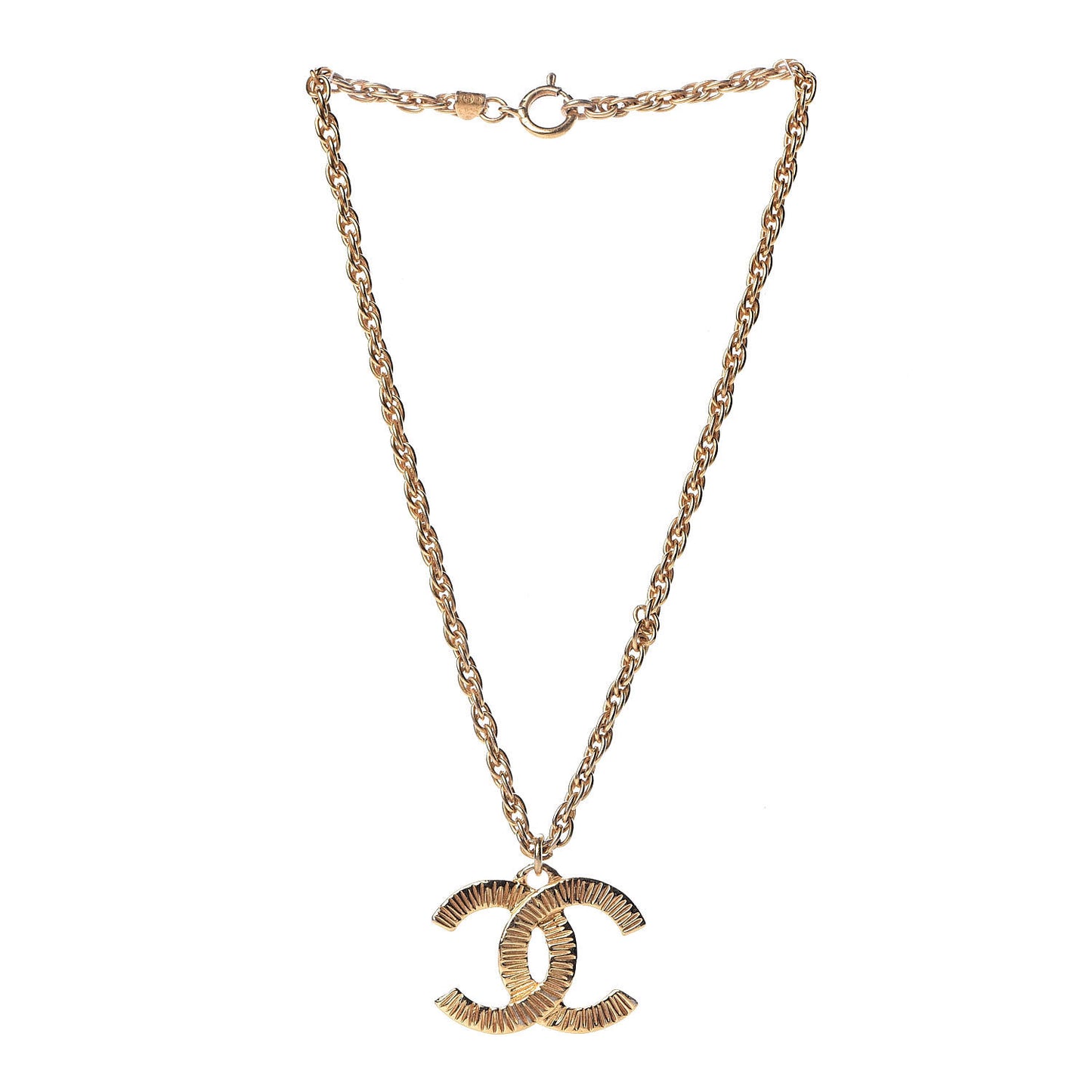CC Short Chain Pendant Necklace Gold
