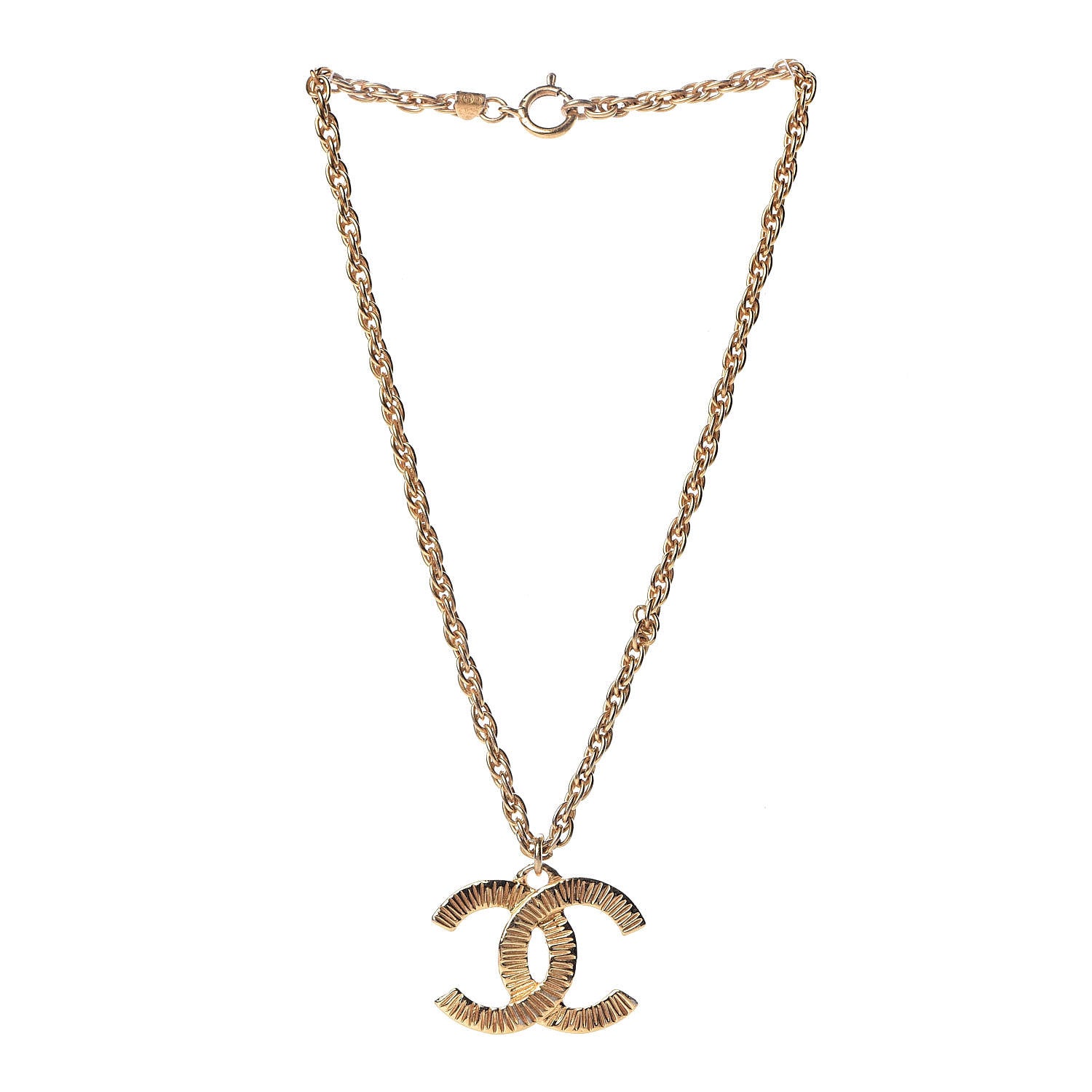 Chanel CC Short Chain Pendant Necklace Gold 3 of 4