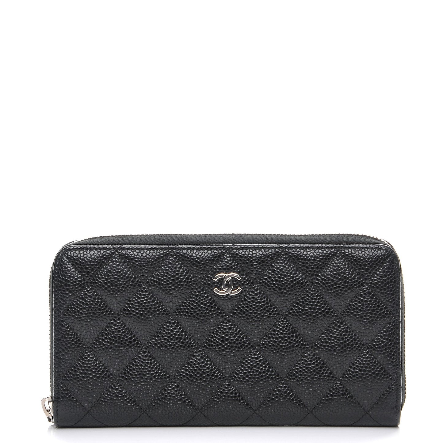 Caviar Quilted Large Gusset Zip Around Wallet Black