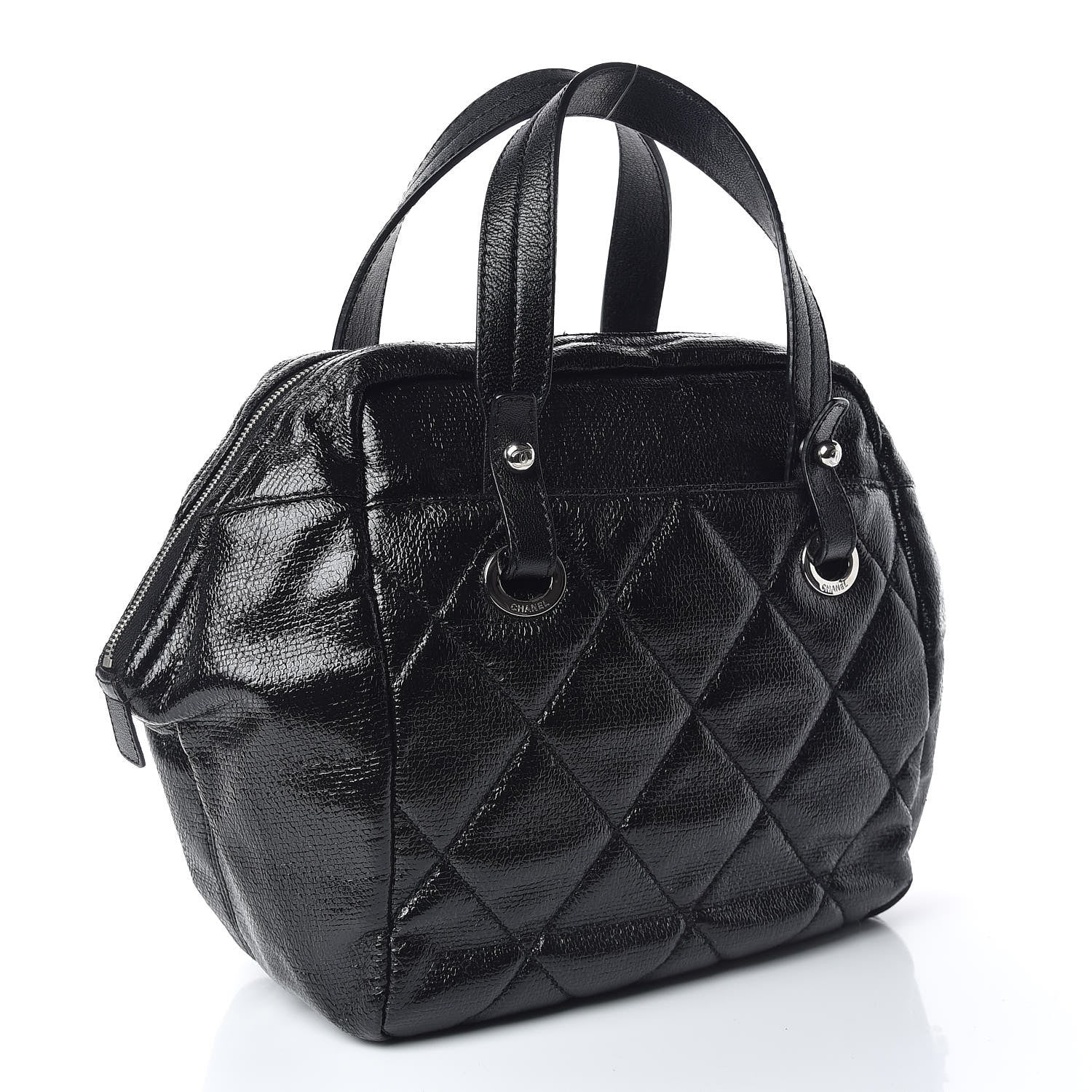 Chanel Coated Canvas Paris Biarritz Satchel Black 3 of 9