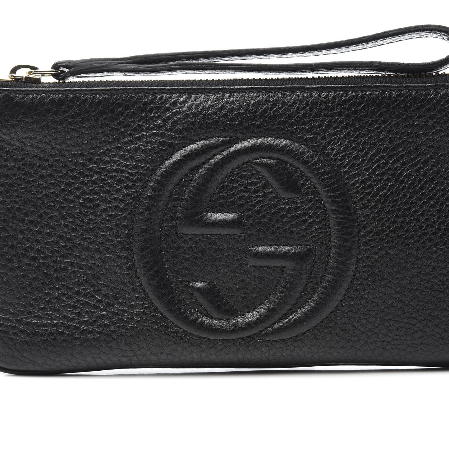 Pebbled Calfskin Soho Wristlet Black
