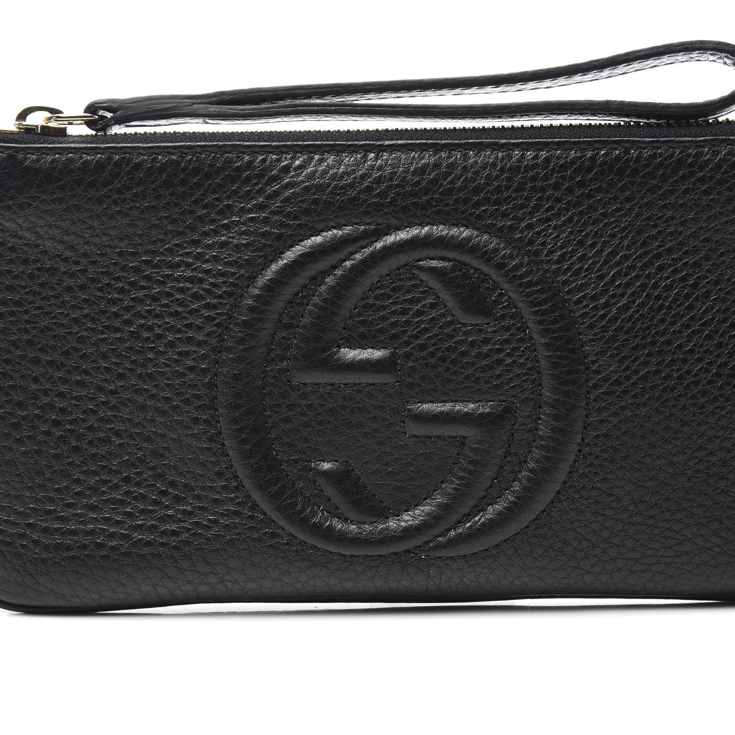 Gucci Pebbled Calfskin Soho Wristlet Black 8 of 8