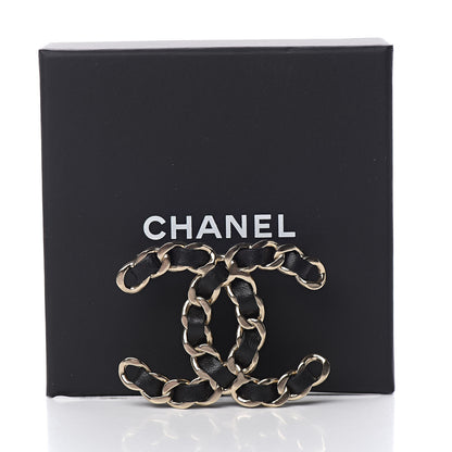 Chanel Lambskin Chain CC Brooch Black Gold 5 of 5