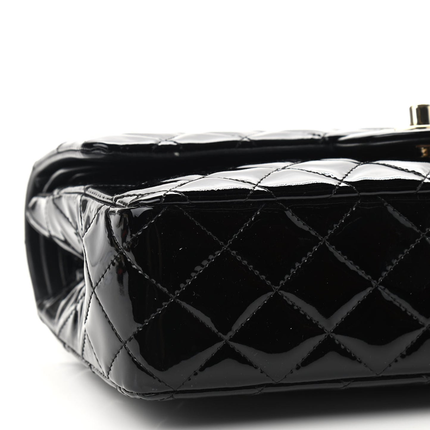 Patent Quilted Medium Double Flap Black
