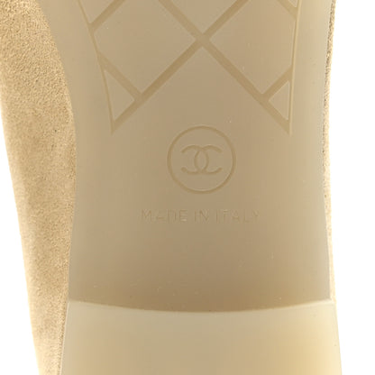 Chanel Suede Cap Toe CC Ballerina Flats 37 Light Yellow Grey 7 of 10