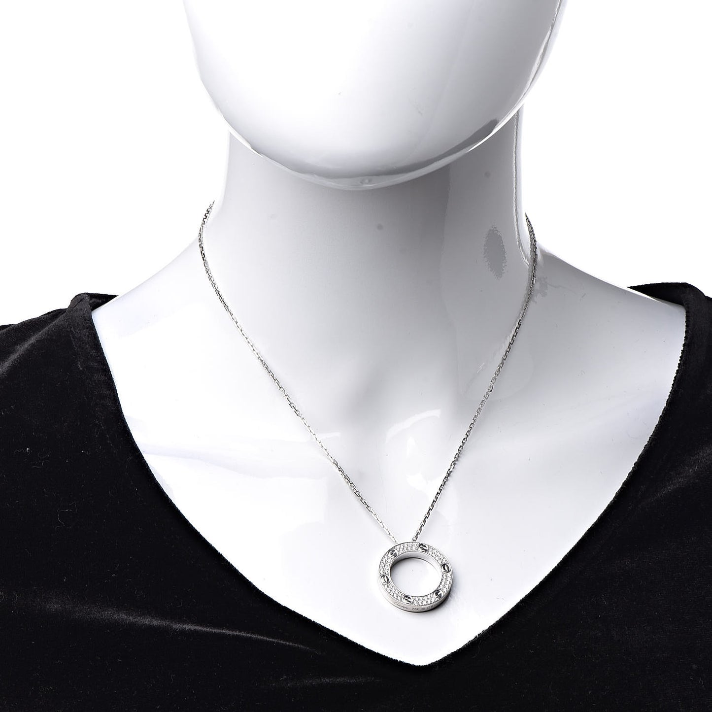 18K White Gold Diamond LOVE Paved Necklace