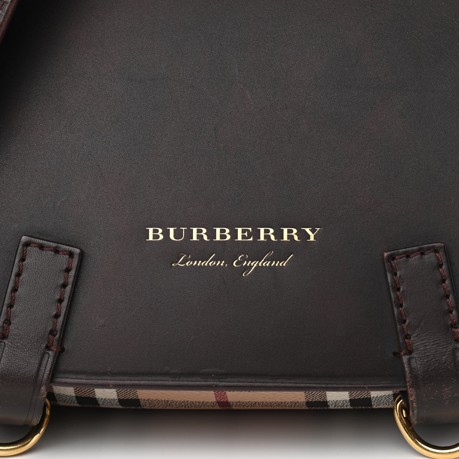 Burberry Haymarket Check Large Bridle Saddle Bag Dark Clove Brown 9 of 13