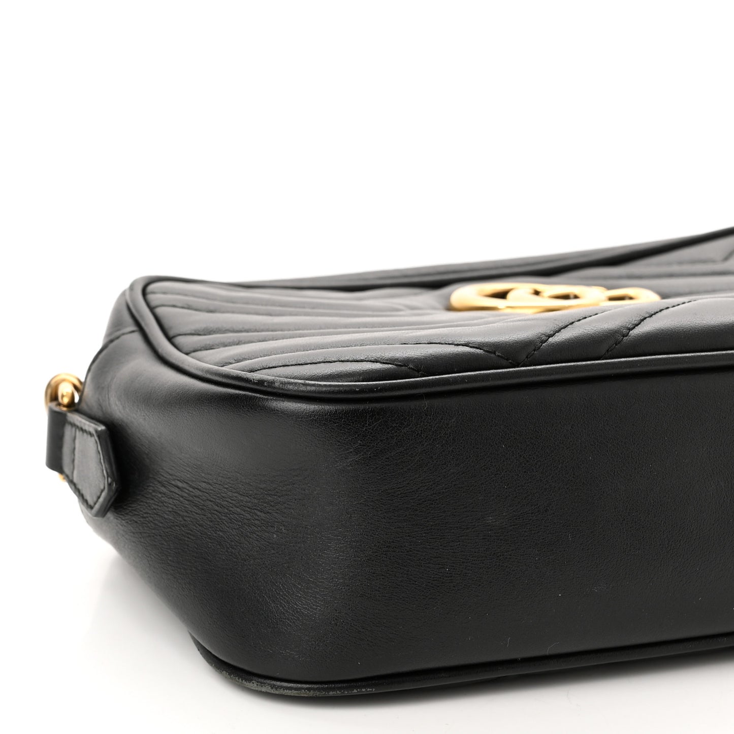Calfskin Matelasse Small GG Marmont Chain Shoulder Bag Black