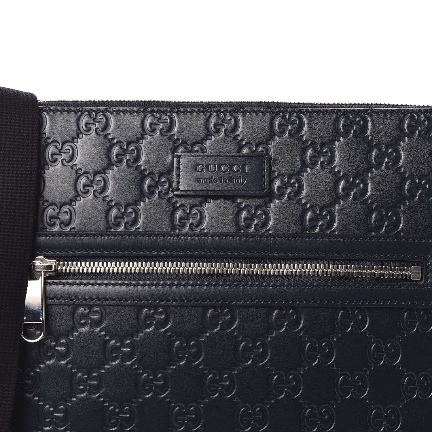 Gucci Guccissima Signature Medium Flat Messenger Bag Blue 9 of 9